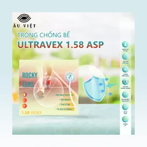 Tròng kính Rocky chiết suất 1.58 chống ánh sáng xanh chống bể